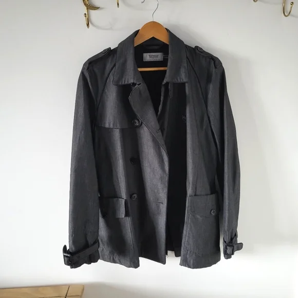 Men's Medium Grey Botton Up Topman Overcoat - Picture 6 of 6